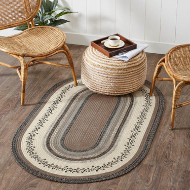 Floral Vine Jute Oval Braided Rug 3'x5' (36